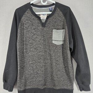 MBX Men's Denim Wear Sweatshirt, Gray/Black Colorblock, Large, Cotton/Polyester